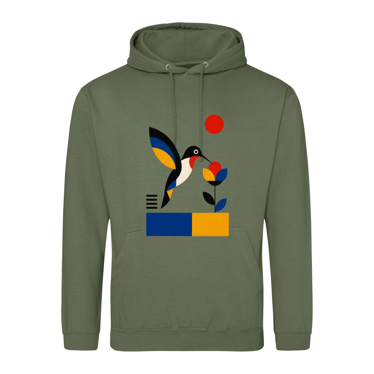 Hummingbird Bloom Adult Hoodie - Modern Menagerie Earthy Green colour variant image