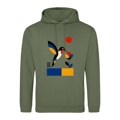 Hummingbird Bloom Adult Hoodie - Modern Menagerie Earthy Green colour variant image