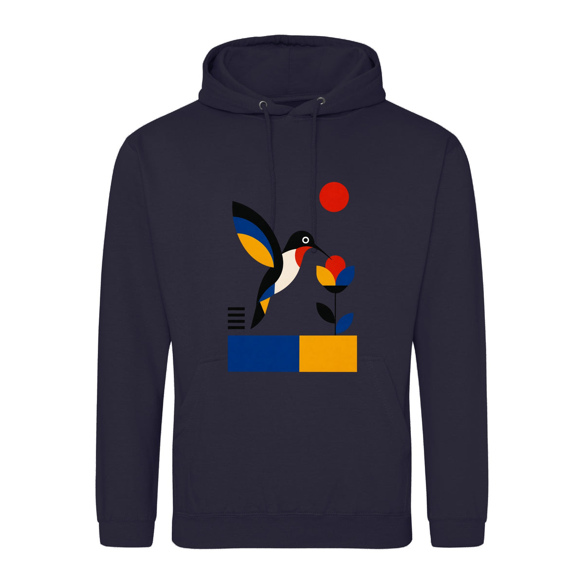 Hummingbird Bloom Adult Hoodie - Modern Menagerie French Navy colour variant image