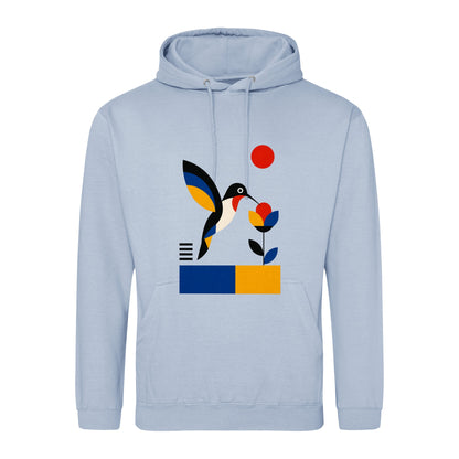 Hummingbird Bloom Adult Hoodie - Modern Menagerie Sky Blue colour variant image