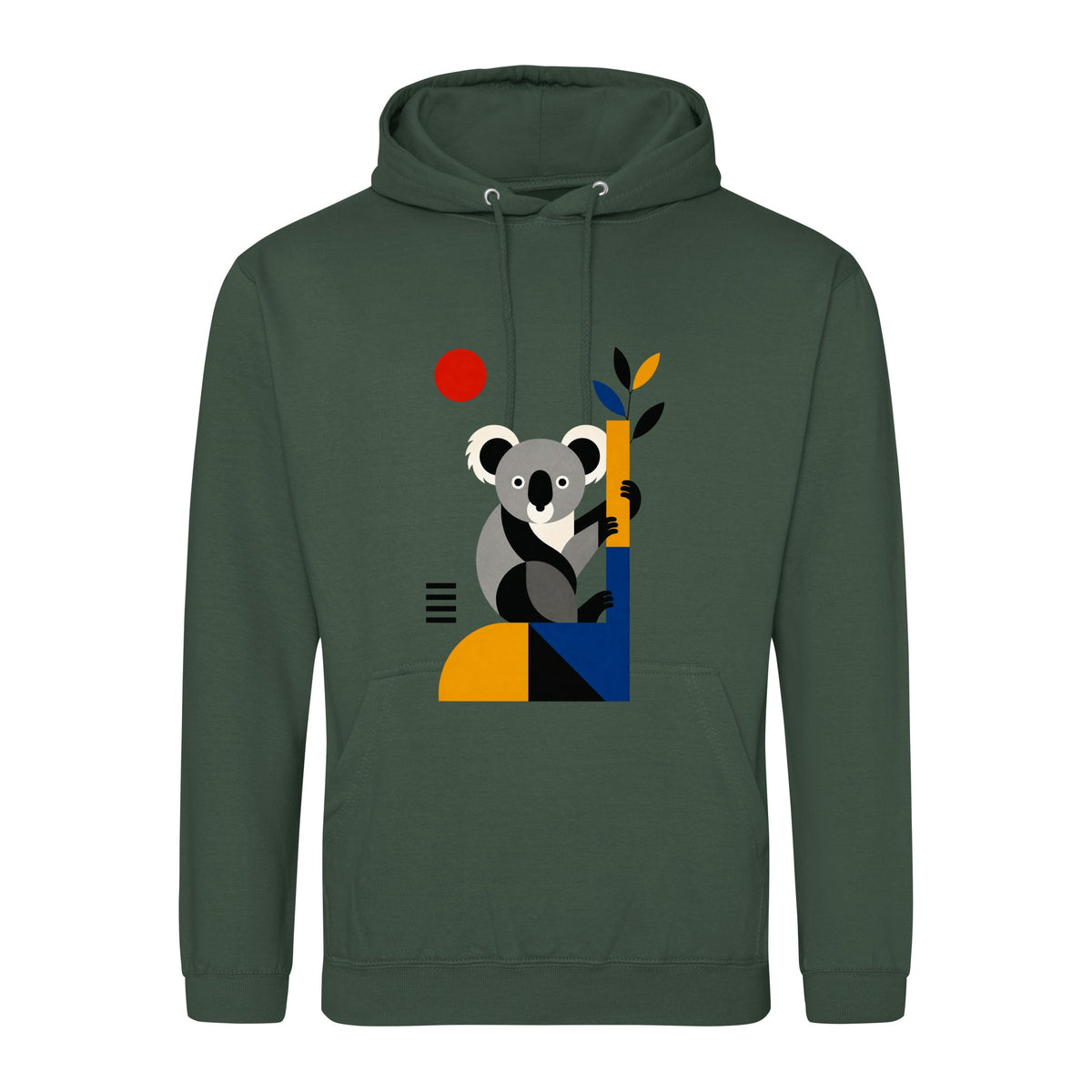 Climbing Koala Adult Hoodie - Modern Menagerie Bottle Green colour variant image