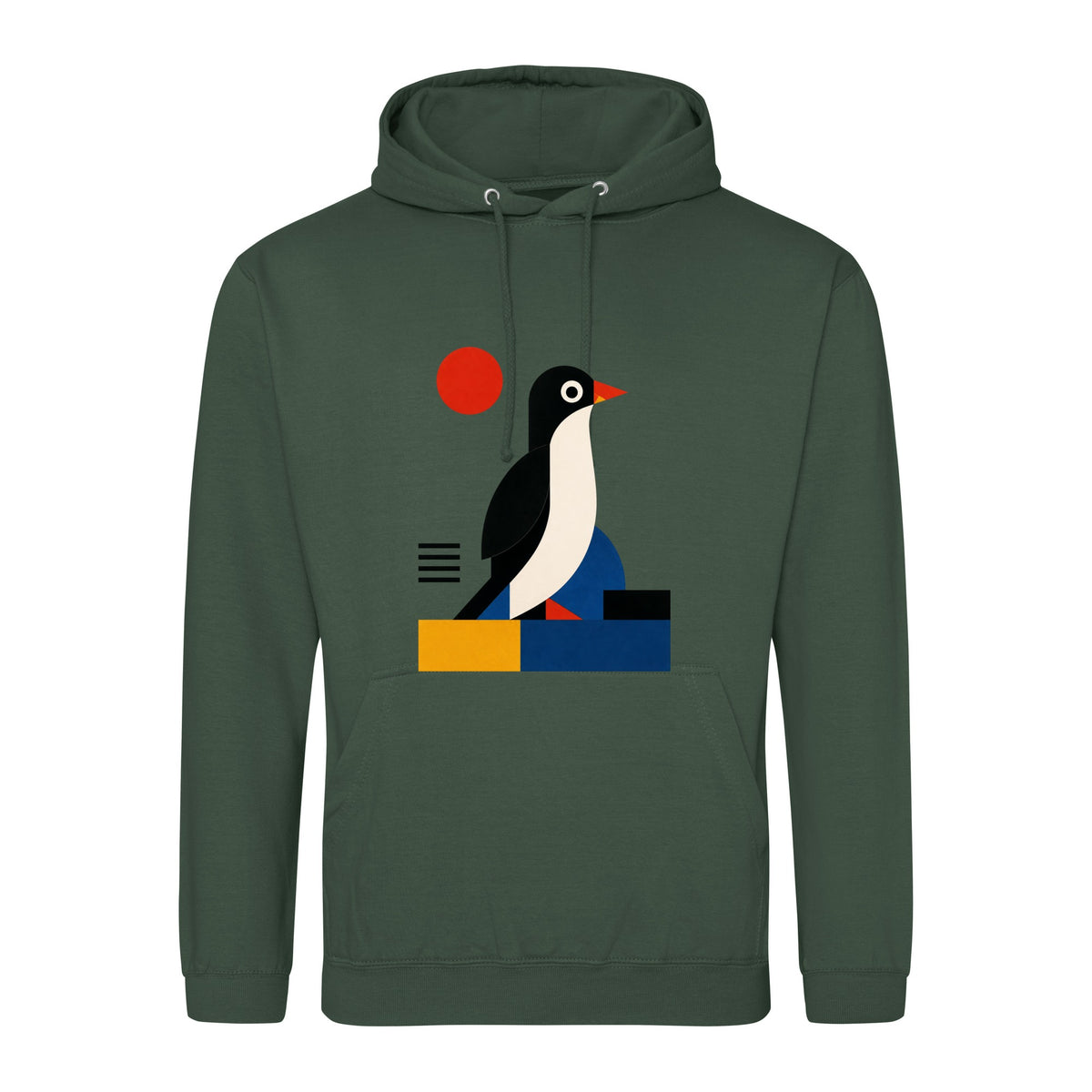 Penguin Profile Adult Hoodie - Modern Menagerie Bottle Green colour variant image