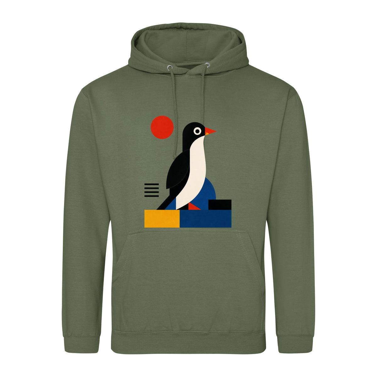 Penguin Profile Adult Hoodie - Modern Menagerie Earthy Green colour variant image