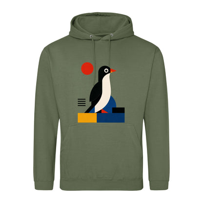 Penguin Profile Adult Hoodie - Modern Menagerie Earthy Green colour variant image