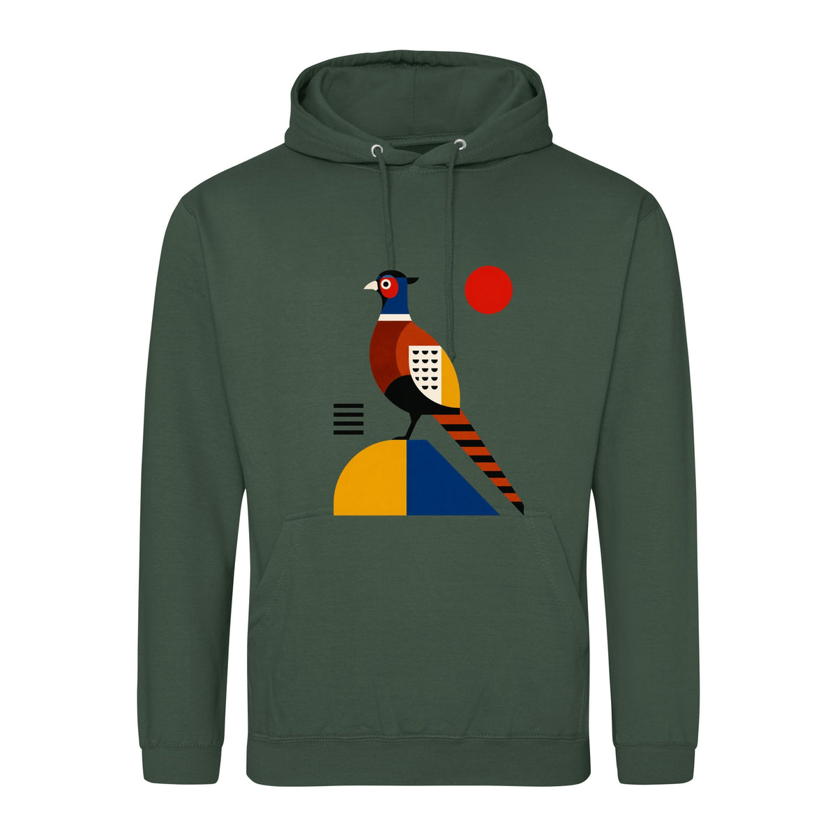 Pheasant in Form Adult Hoodie - Modern Menagerie Bottle Green colour variant image