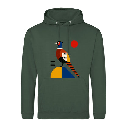 Pheasant in Form Adult Hoodie - Modern Menagerie Bottle Green colour variant image