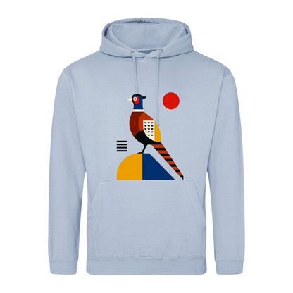 Pheasant in Form Adult Hoodie - Modern Menagerie Sky Blue colour variant image