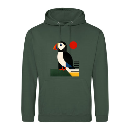 Puffin Perch Adult Hoodie - Modern Menagerie Bottle Green colour variant image