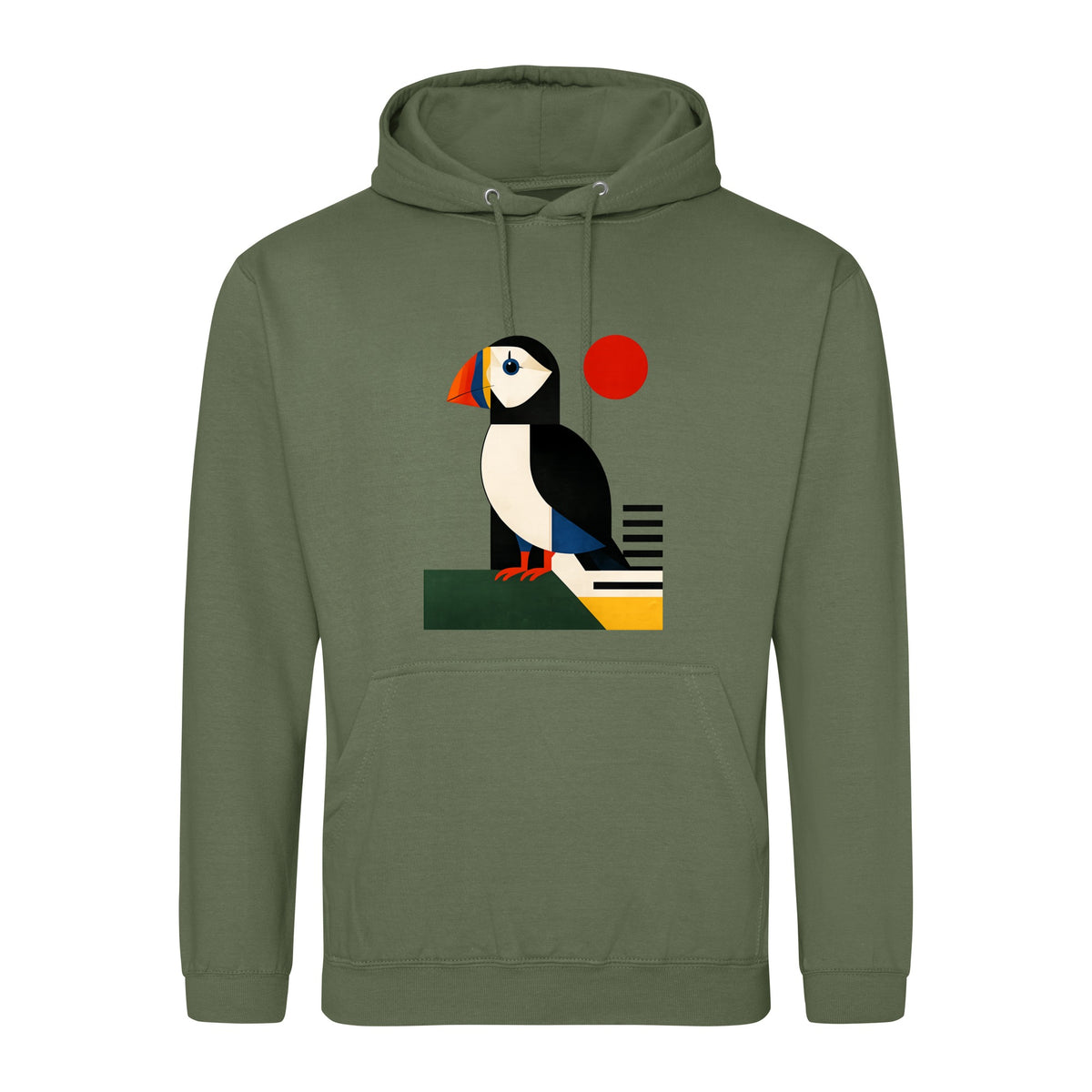 Puffin Perch Adult Hoodie - Modern Menagerie Earthy Green colour variant image