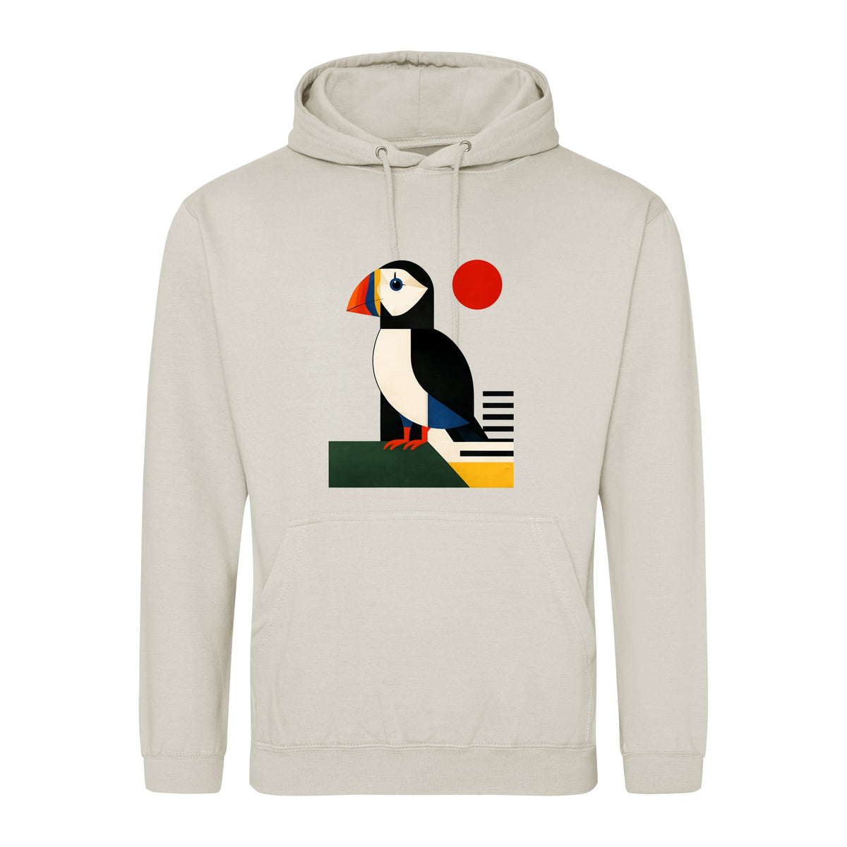 Puffin Perch Adult Hoodie - Modern Menagerie Natural Stone colour variant image