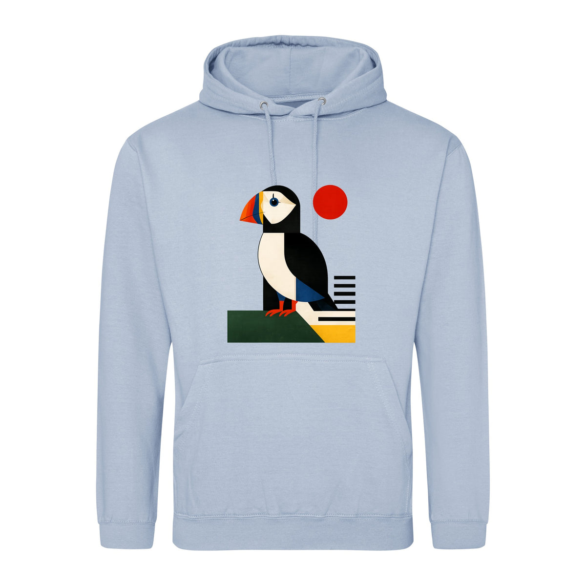 Puffin Perch Adult Hoodie - Modern Menagerie Sky Blue colour variant image