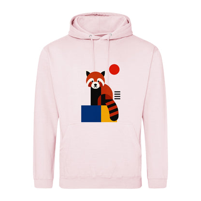 Red Panda Poise Adult Hoodie - Modern Menagerie Baby Pink colour variant image