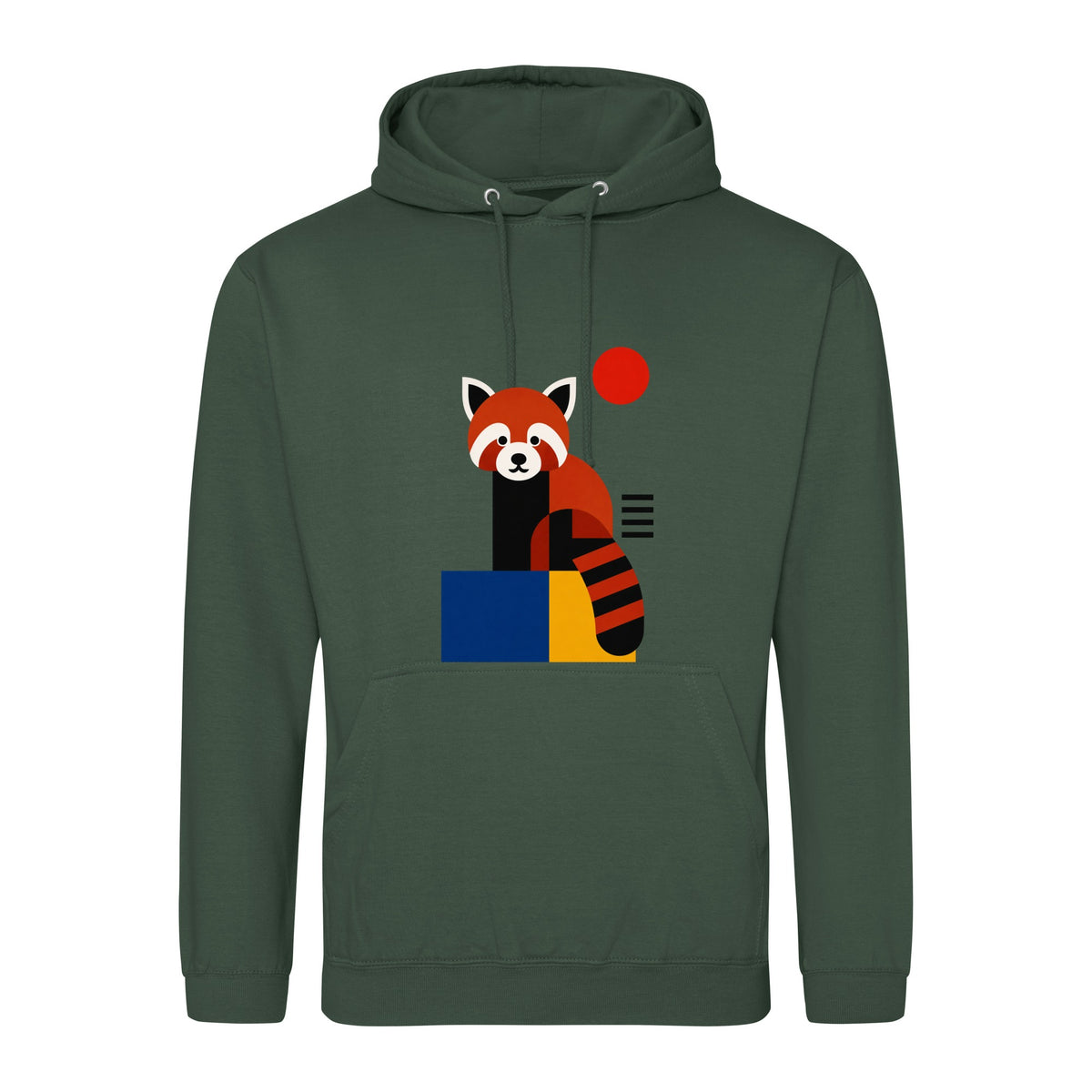 Red Panda Poise Adult Hoodie - Modern Menagerie Bottle Green colour variant image