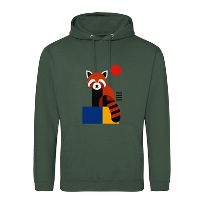 Red Panda Poise Adult Hoodie - Modern Menagerie Bottle Green colour variant image