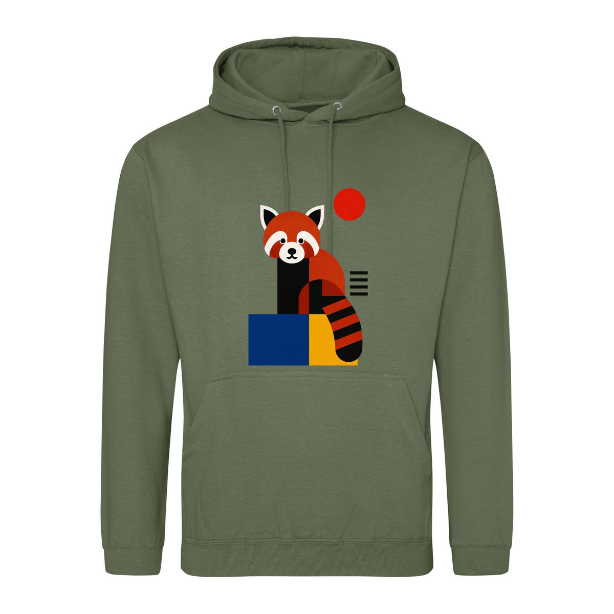 Red Panda Poise Adult Hoodie - Modern Menagerie Earthy Green colour variant image