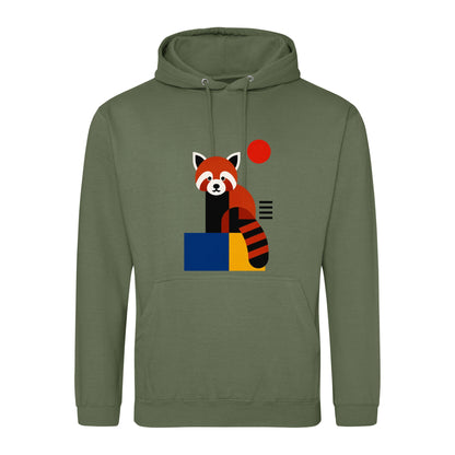Red Panda Poise Adult Hoodie - Modern Menagerie Earthy Green colour variant image
