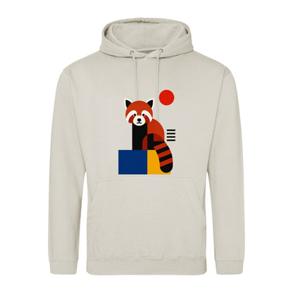 Red Panda Poise Adult Hoodie - Modern Menagerie Natural Stone colour variant image