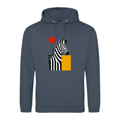 Zebra Rhythm Adult Hoodie - Modern Menagerie Airforce Blue colour variant image