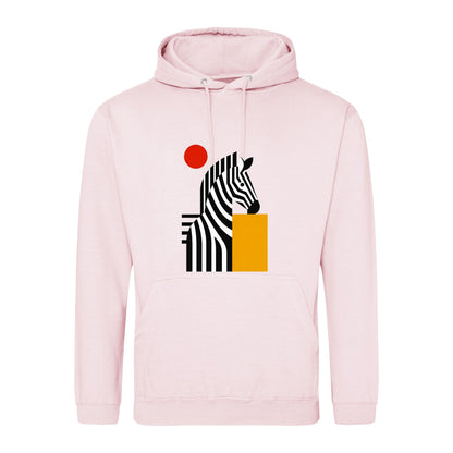 Zebra Rhythm Adult Hoodie - Modern Menagerie Baby Pink colour variant image