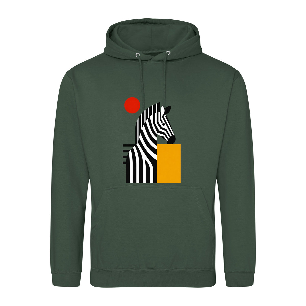 Zebra Rhythm Adult Hoodie - Modern Menagerie Bottle Green colour variant image