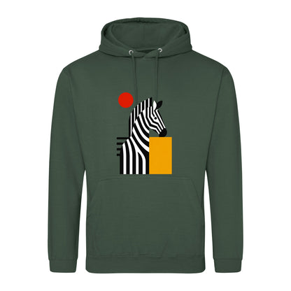 Zebra Rhythm Adult Hoodie - Modern Menagerie Bottle Green colour variant image