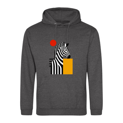 Zebra Rhythm Adult Hoodie - Modern Menagerie Charcoal colour variant image