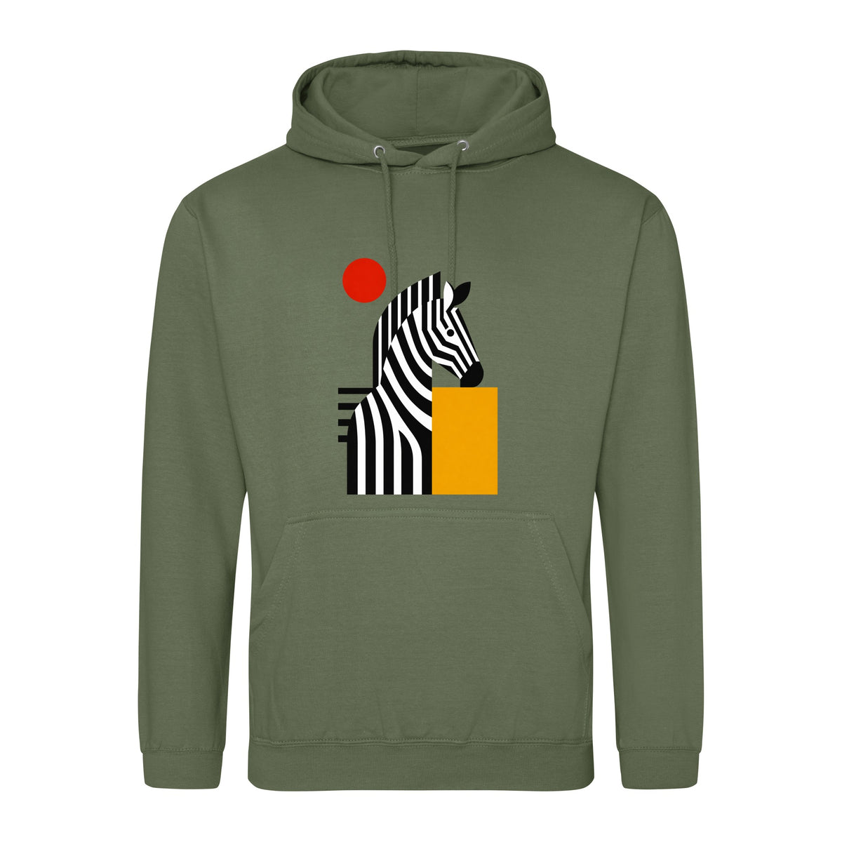 Zebra Rhythm Adult Hoodie - Modern Menagerie Earthy Green colour variant image