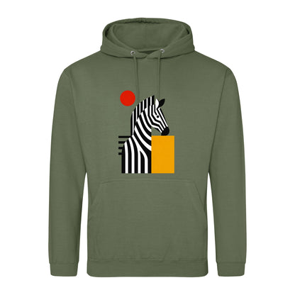 Zebra Rhythm Adult Hoodie - Modern Menagerie Earthy Green colour variant image