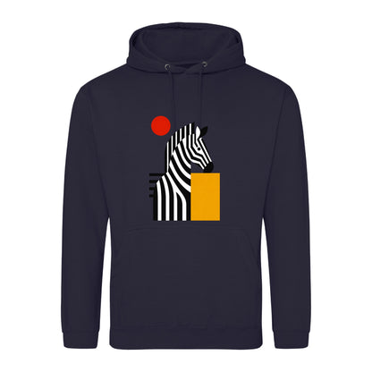 Zebra Rhythm Adult Hoodie - Modern Menagerie French Navy colour variant image