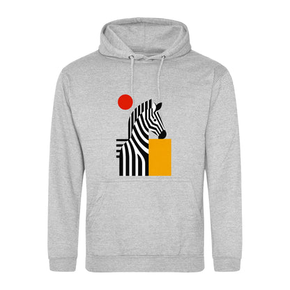 Zebra Rhythm Adult Hoodie - Modern Menagerie Heather Grey colour variant image