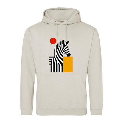 Zebra Rhythm Adult Hoodie - Modern Menagerie Natural Stone colour variant image