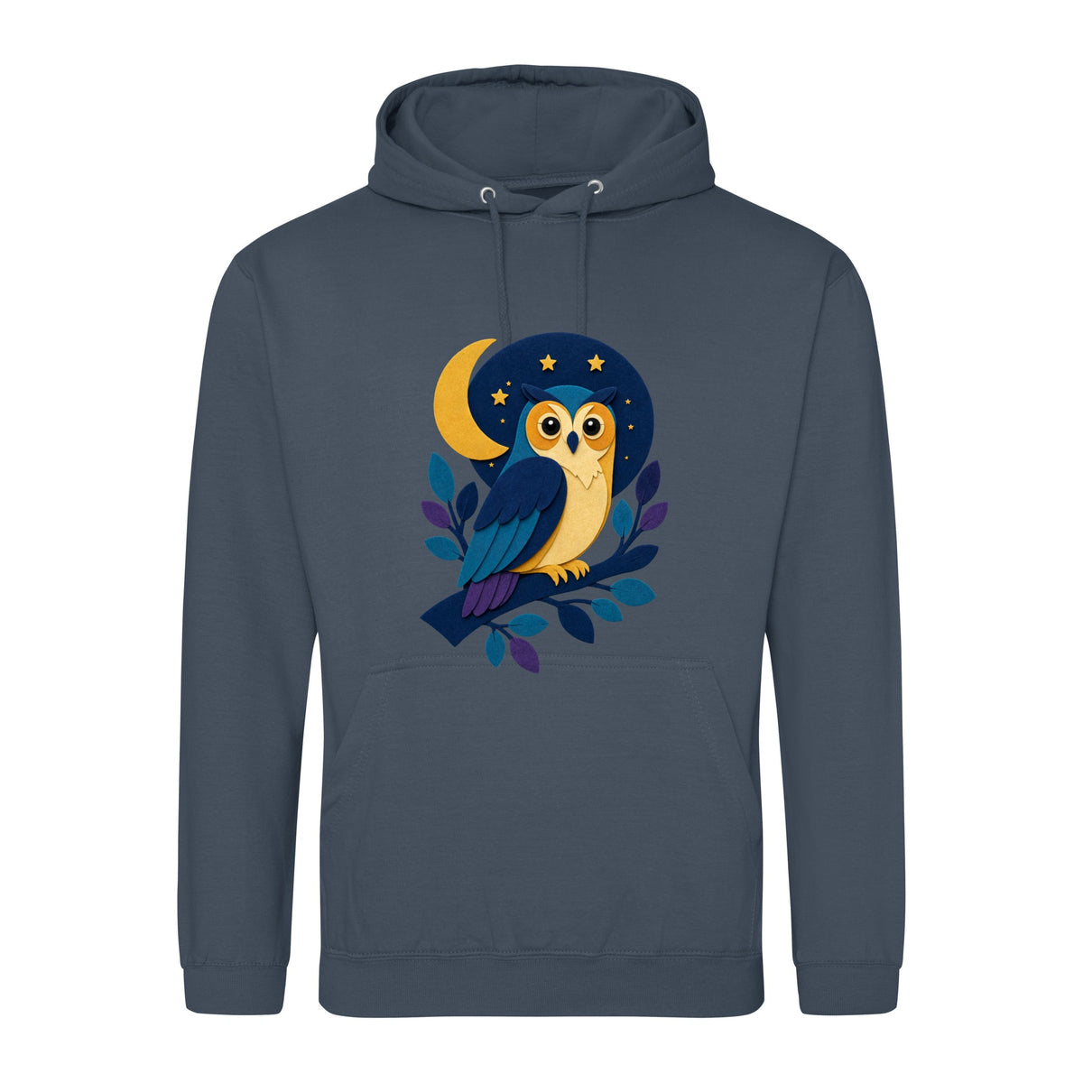 Owl in the Moonlight Adult Hoodie - Felt & Fauna Airforce Blue colour variant image
