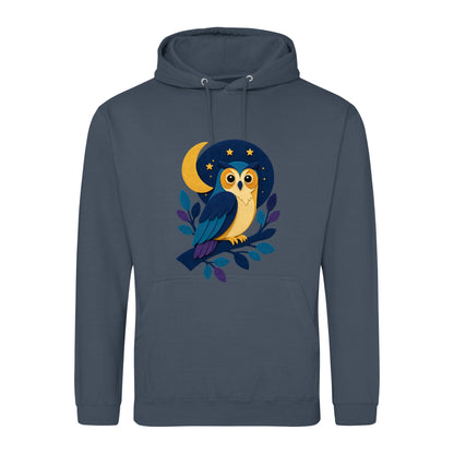 Owl in the Moonlight Adult Hoodie - Felt & Fauna Airforce Blue colour variant image