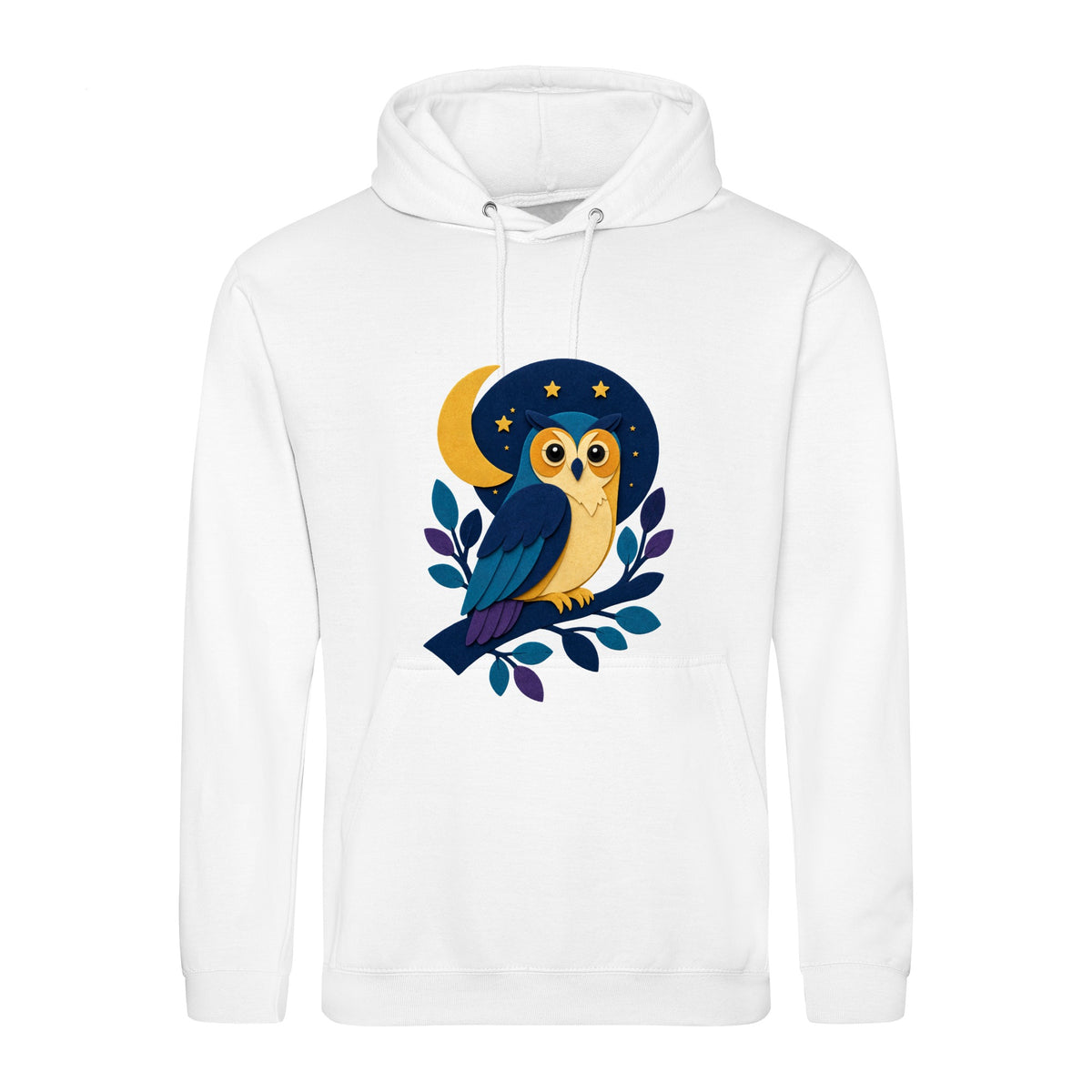 Owl in the Moonlight Adult Hoodie - Felt & Fauna Arctic White colour variant image