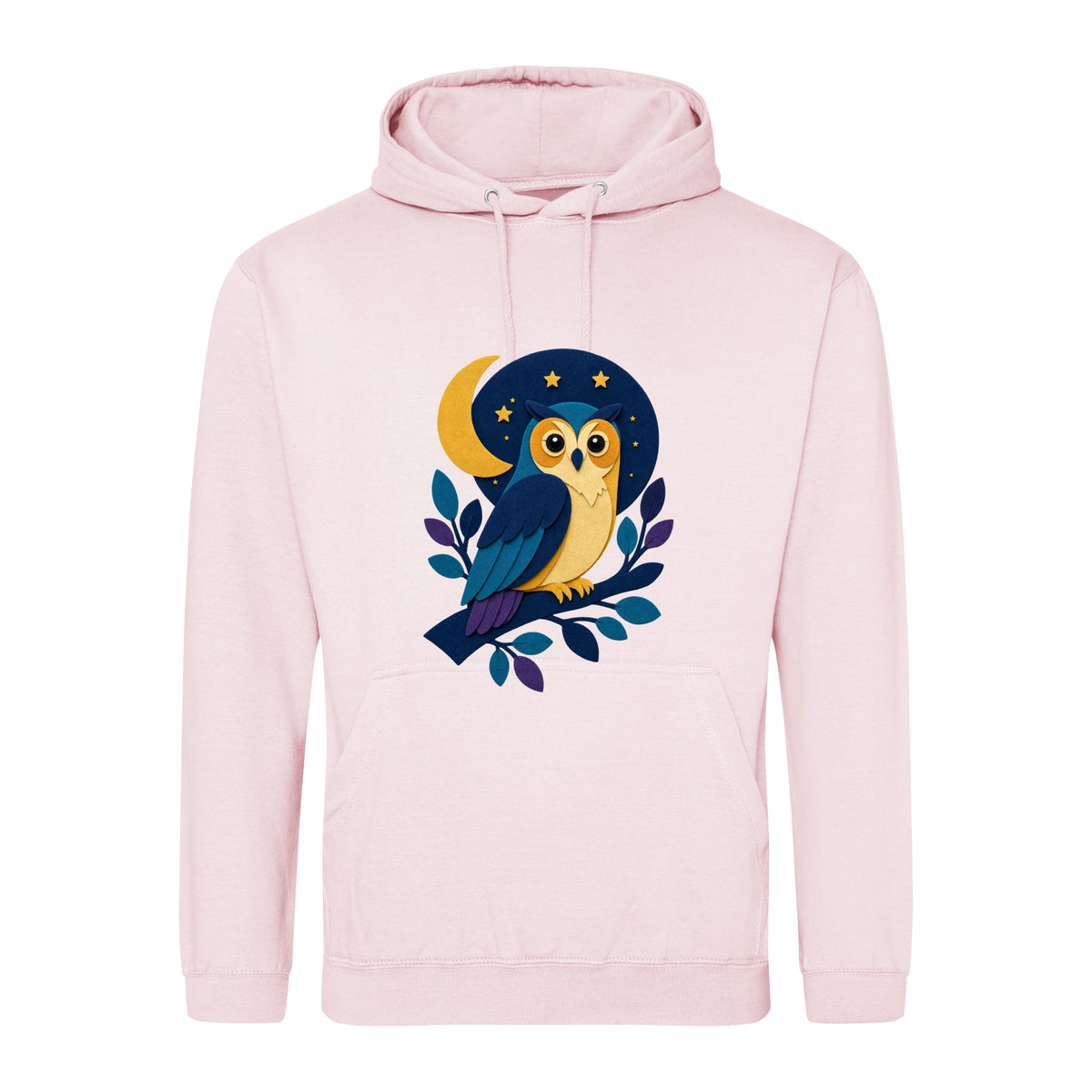Owl in the Moonlight Adult Hoodie - Felt & Fauna Baby Pink colour variant image