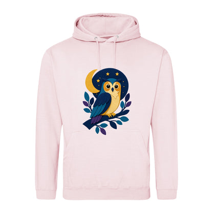 Owl in the Moonlight Adult Hoodie - Felt & Fauna Baby Pink colour variant image