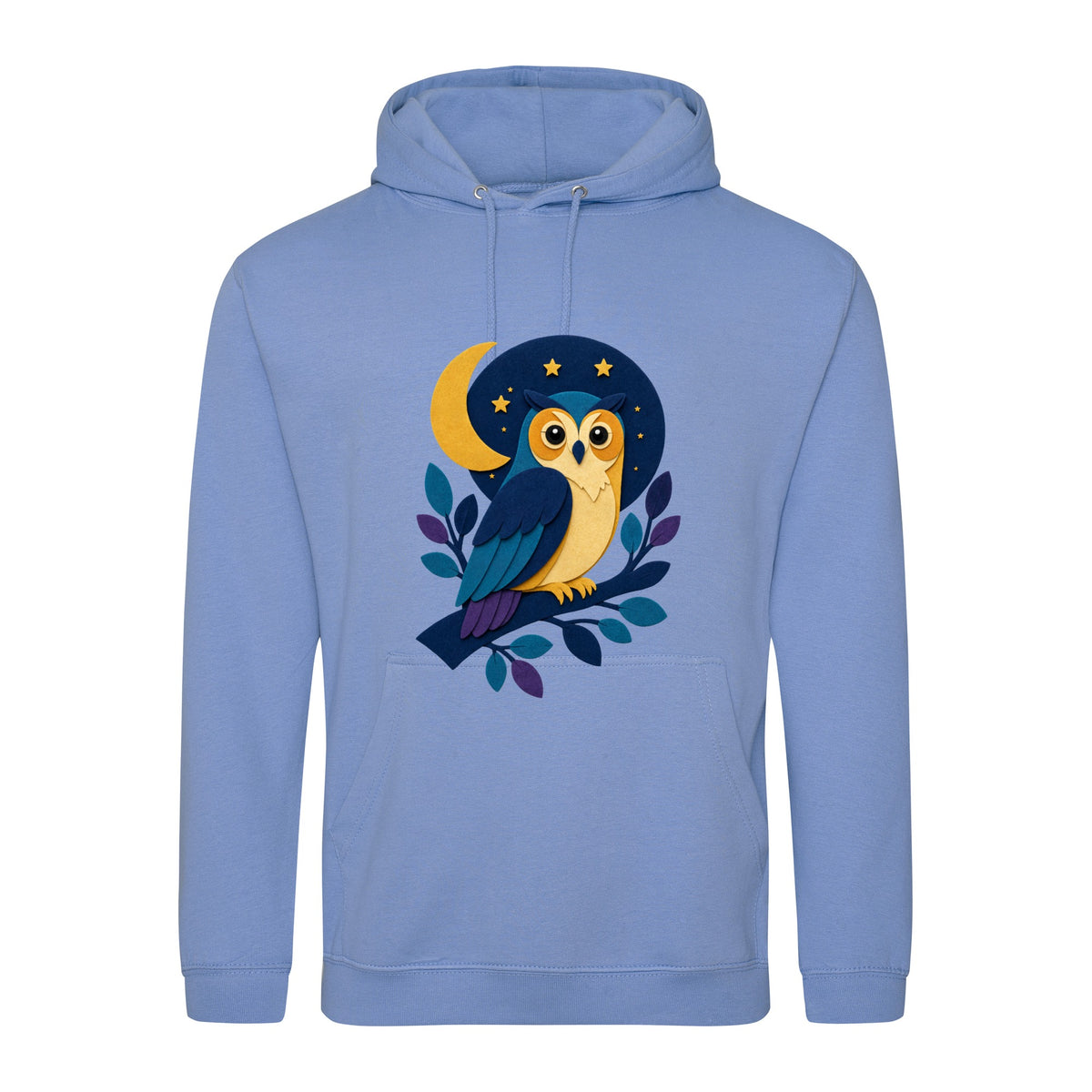 Owl in the Moonlight Adult Hoodie - Felt & Fauna Cornflower Blue colour variant image