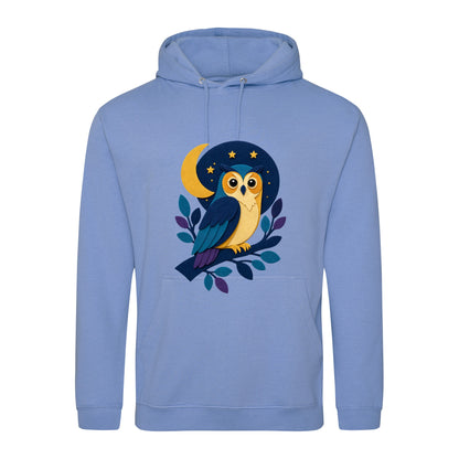 Owl in the Moonlight Adult Hoodie - Felt & Fauna Cornflower Blue colour variant image