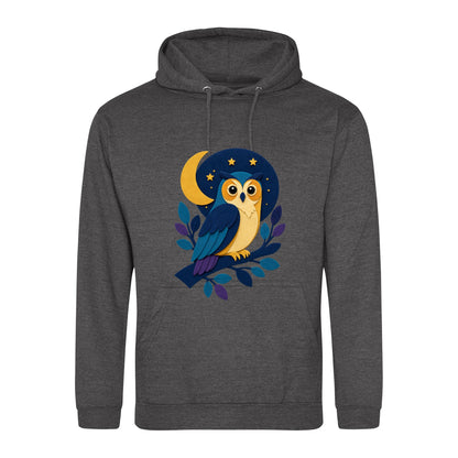Owl in the Moonlight Adult Hoodie - Felt & Fauna Charcoal colour variant image