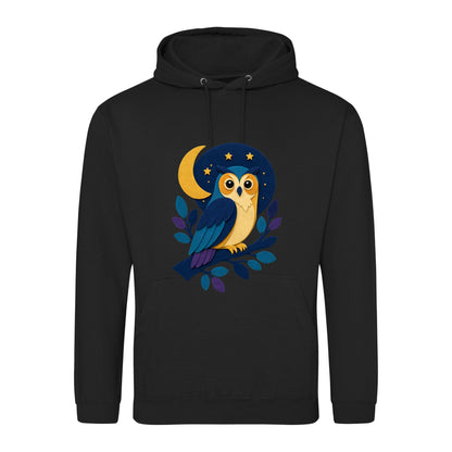 Owl in the Moonlight Adult Hoodie - Felt & Fauna Deep Black colour variant image