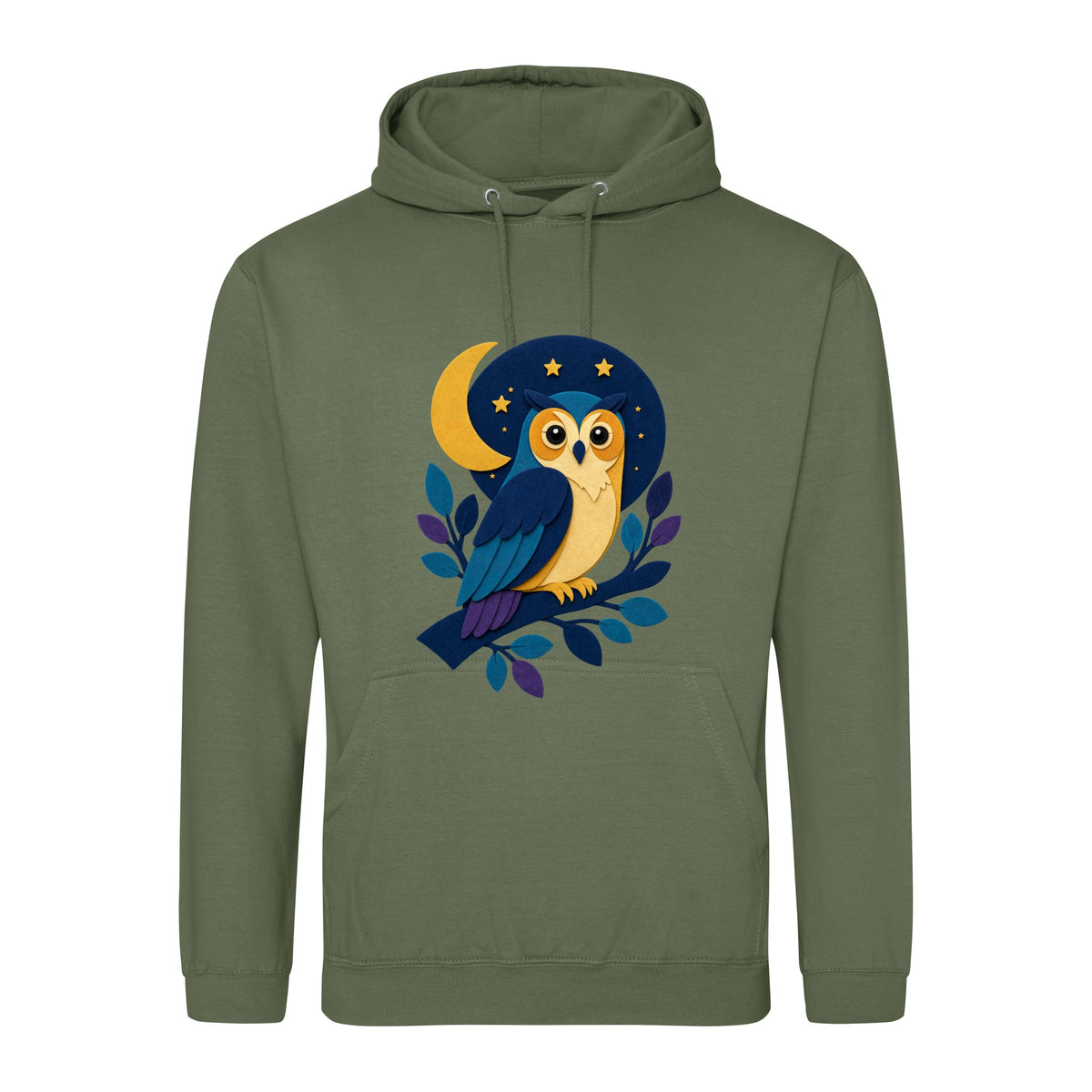 Owl in the Moonlight Adult Hoodie - Felt & Fauna Earthy Green colour variant image