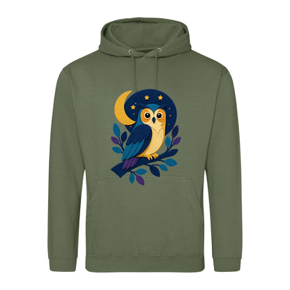 Owl in the Moonlight Adult Hoodie - Felt & Fauna Earthy Green colour variant image