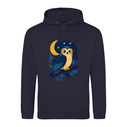 Owl in the Moonlight Adult Hoodie - Felt & Fauna French Navy colour variant image