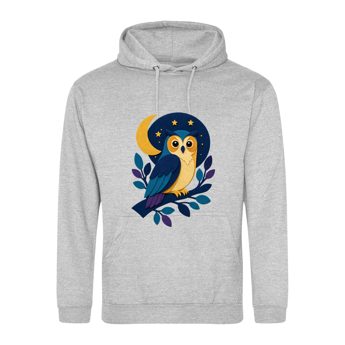 Owl in the Moonlight Adult Hoodie - Felt & Fauna Heather Grey colour variant image