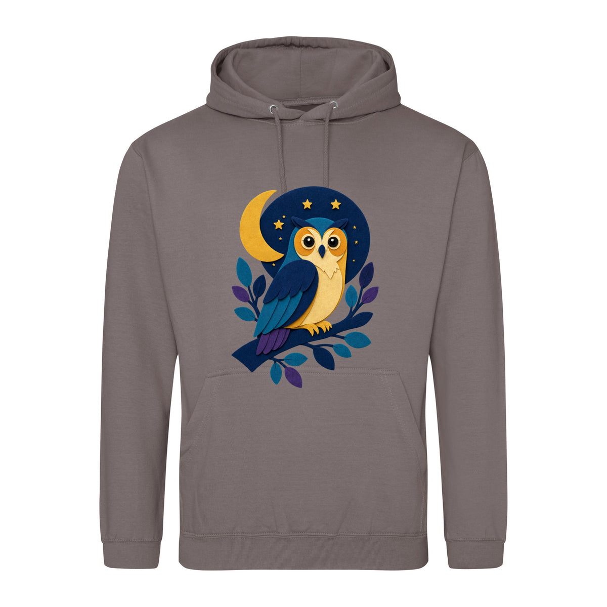 Owl in the Moonlight Adult Hoodie - Felt & Fauna Mocha Brown colour variant image