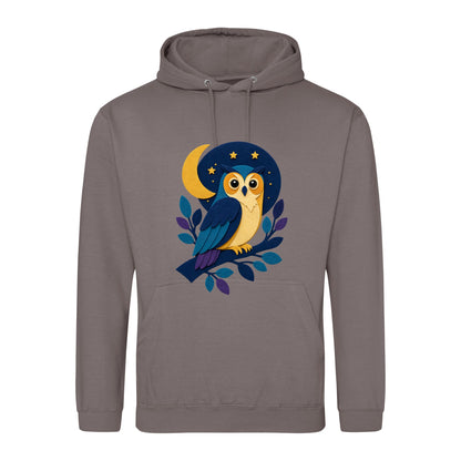 Owl in the Moonlight Adult Hoodie - Felt & Fauna Mocha Brown colour variant image
