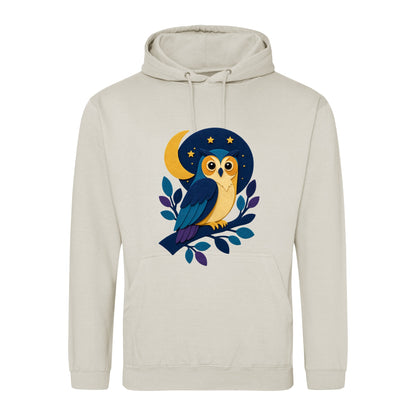 Owl in the Moonlight Adult Hoodie - Felt & Fauna Natural Stone colour variant image