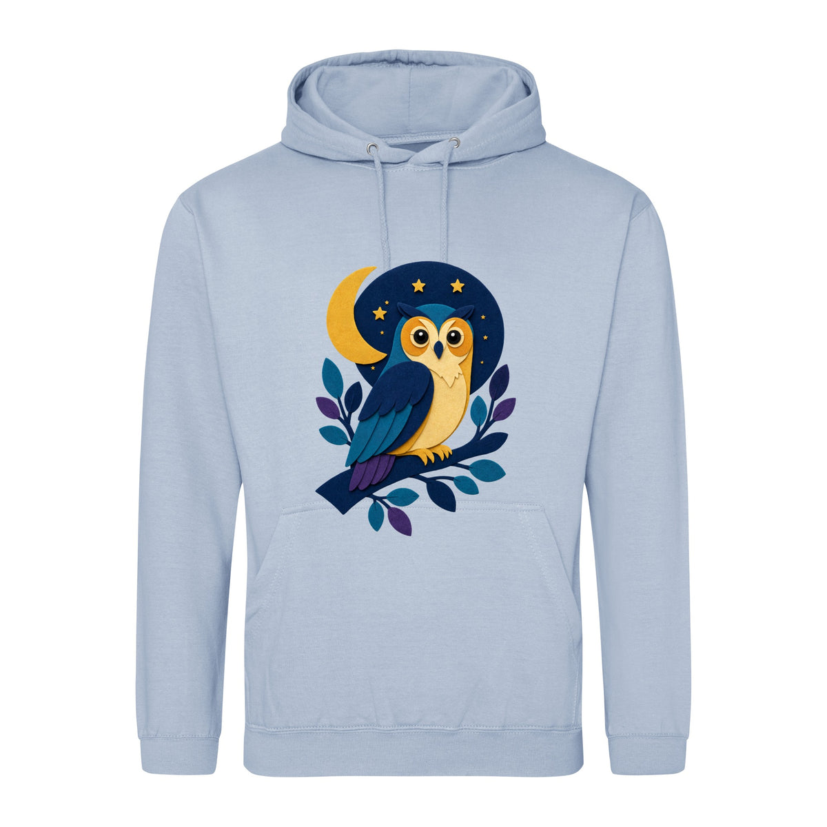 Owl in the Moonlight Adult Hoodie - Felt & Fauna Sky Blue colour variant image