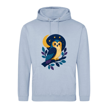 Owl in the Moonlight Adult Hoodie - Felt & Fauna Sky Blue colour variant image
