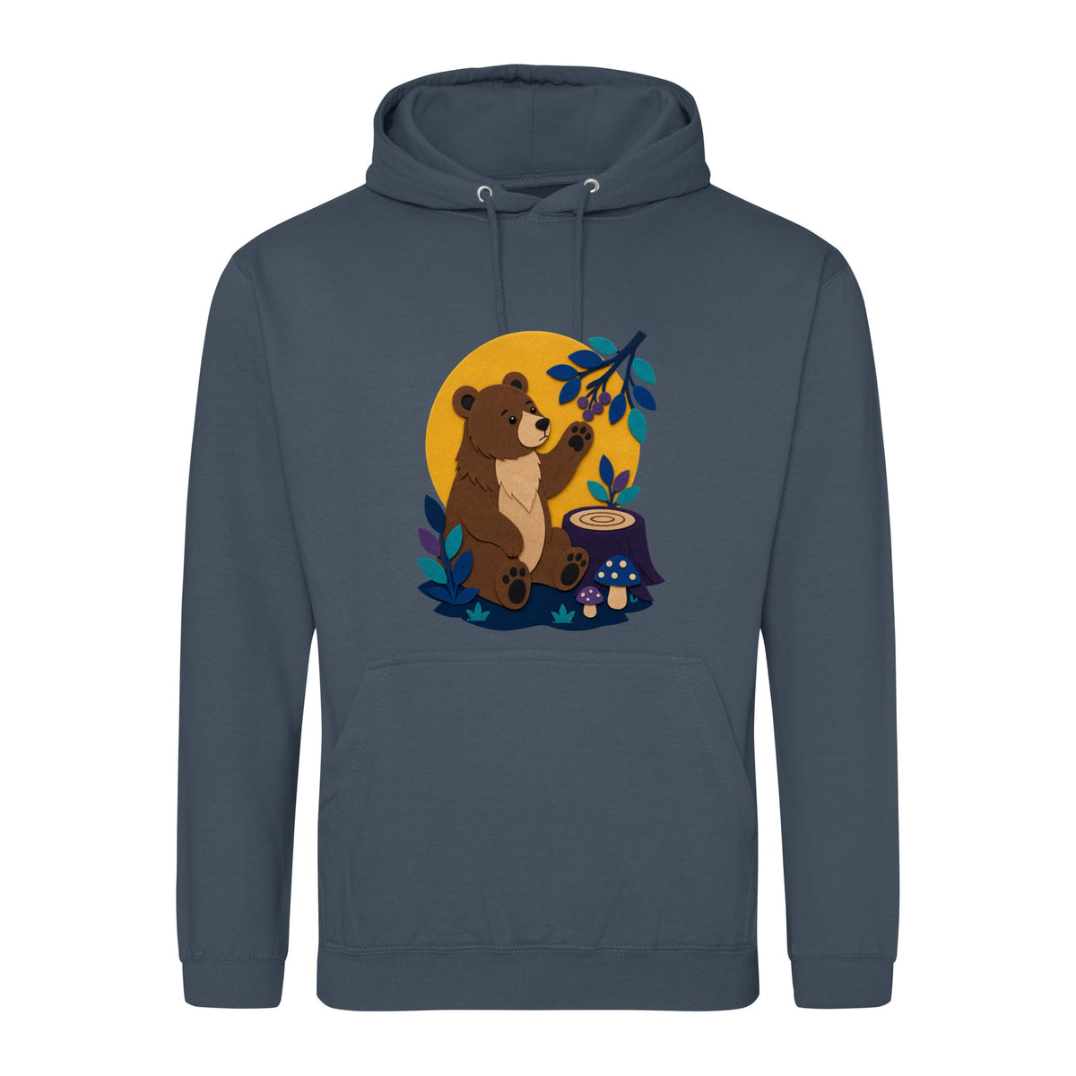 Bear's Woodland Wave Adult Hoodie - Felt & Fauna Airforce Blue colour variant image